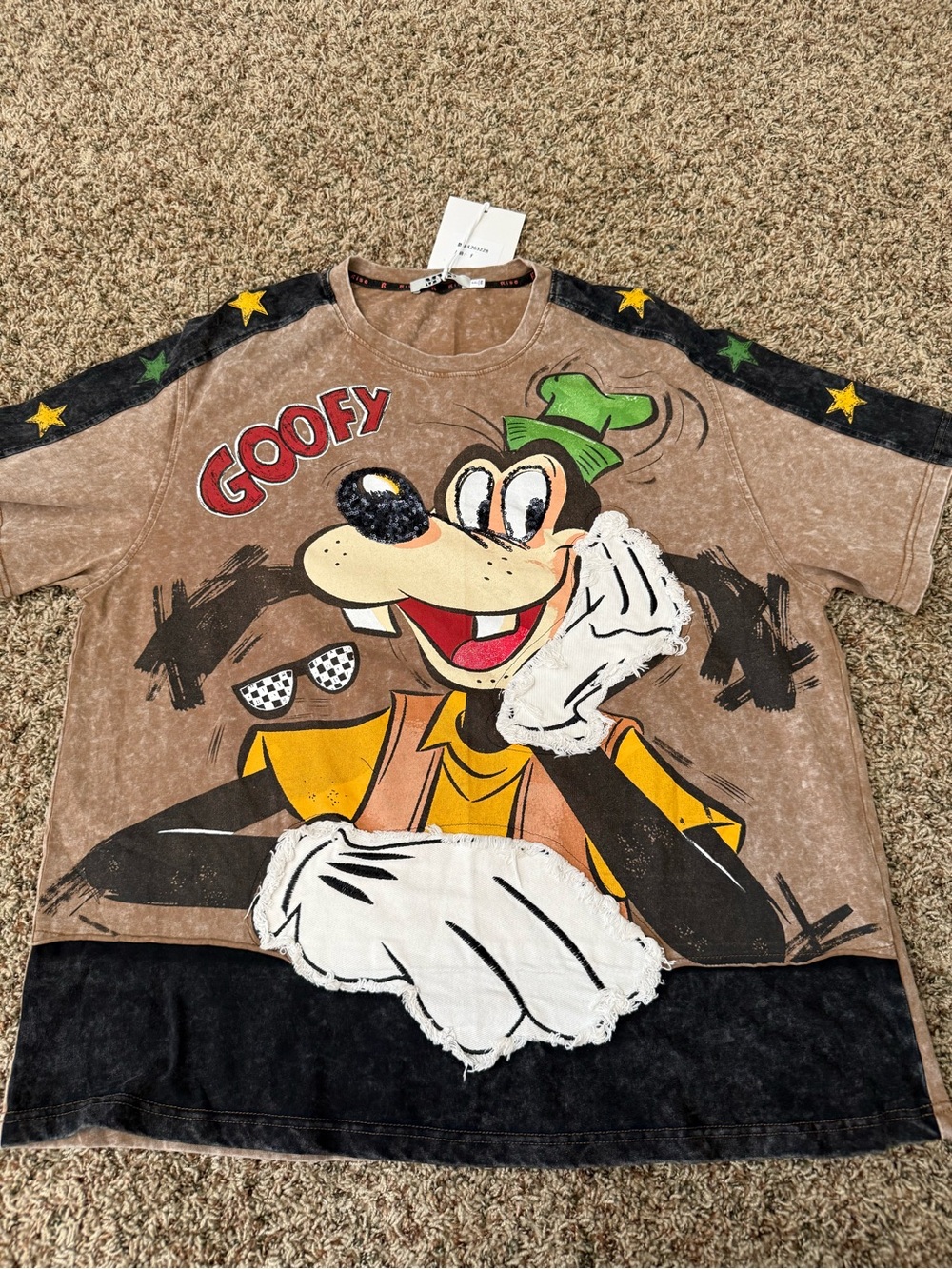 Goofy Graphic Adult Tee - Brown - oversized L